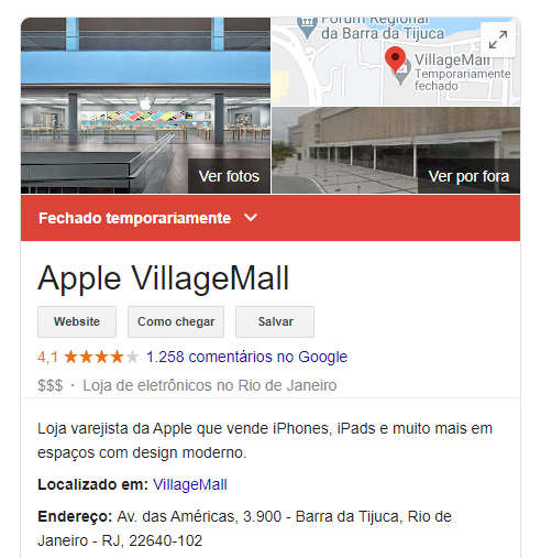 Loja da apple village mall, google meu negócio