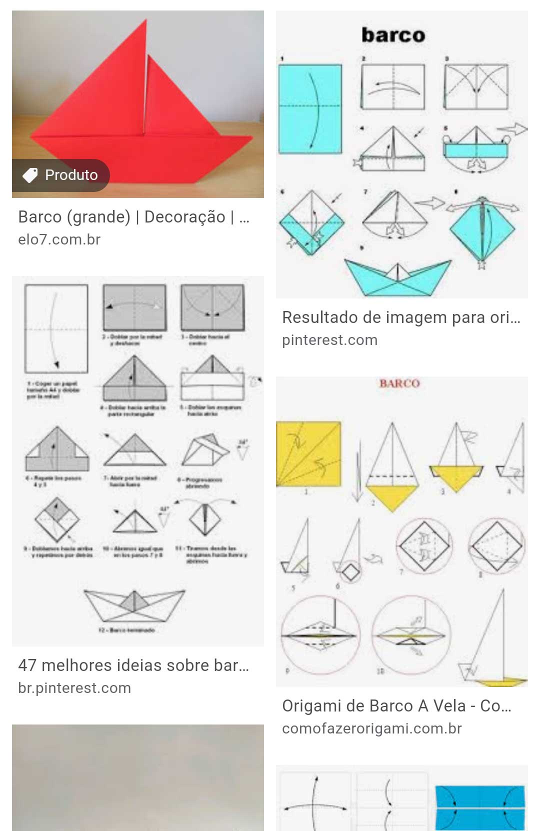 exemplo de barco de origami no google images