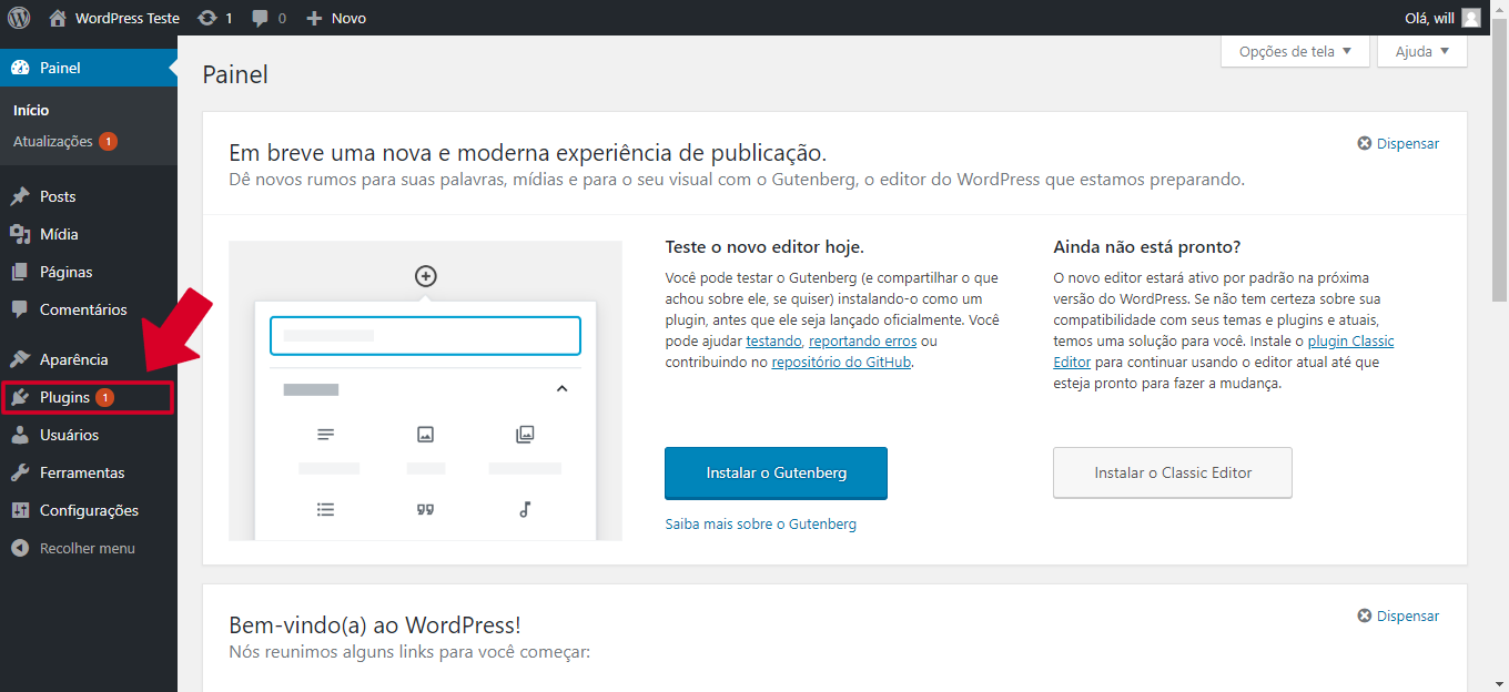 Painel Administrativo do WordPress