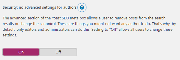 security: no advanced settings for authors